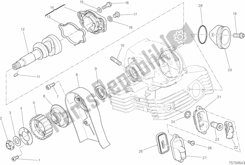 All parts for the Vertical Cylinder Head - Timing of the Ducati Scrambler Classic Thailand 803 2018